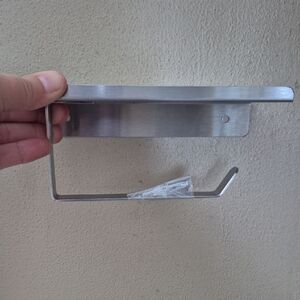 Stainless Steel Wall-Mounted Toilet Paper Holder With Phone Shelf